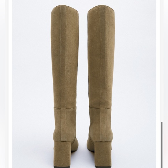 Zara Heeled Split Suede Knee High Boots NWT - Picture 4 of 12